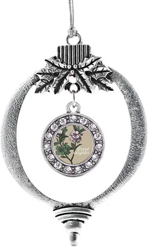 Miniatura 70 de Inspired Silver - Bonita bandera estadounidense - Adorno de Navidad plateado - Adorno de árbol de Navidad con dije circular con circonita cúbica