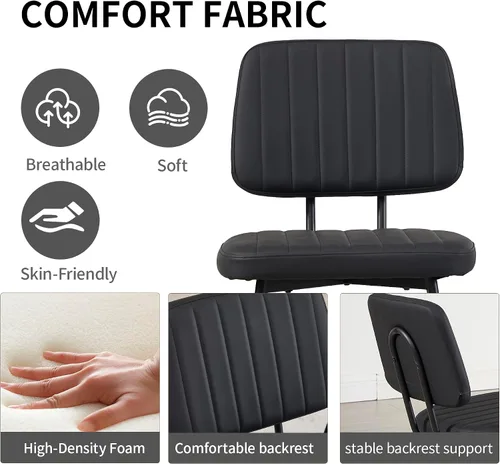 Miniatura 5 de VipDesk Juego de 2 sillas de comedor tapizadas de piel sintética, sillas de comedor modernas de mediados de siglo para cocina, comedor con respaldo