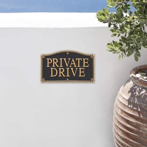 Miniatura 6 de Whitehall Productos Private Drive Pared/Placa de declaración de césped, negro/dorado