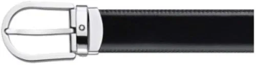 Miniatura 2 de Montblanc Cinturón doble de cuero negro y marrón ajustable 12 x 472in - 128135