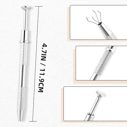 Miniatura 2 de Paquete de 3 herramientas de recogida de 4 garras de joyero, 4 puntas, pinzas de garra de diamante, púas de chip BGA para recolección de piezas