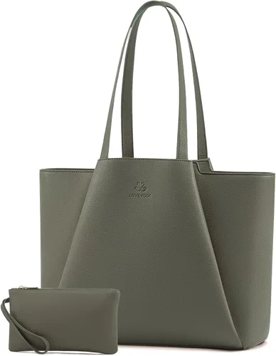 Miniatura 13 de LOVEVOOK Bolso de hombro para portátil para mujer - Bolso de 15.6 pulgadas de cuero sintético con cartera, bolso de oficina de gran capacidad