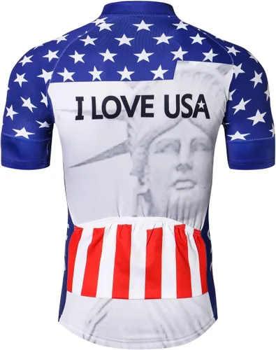Miniatura 40 de Nuevo Pro cremallera completa hombres ciclismo Jersey manga corta Riding Shirt USA