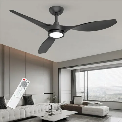 Roomratv - Ventiladores de techo con luces y control remoto, motor CC silencioso reversible, 6 velocidades, temporizadores, 3 CCT, uso en Negro