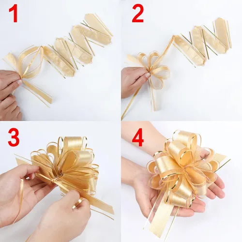 Miniatura 5 de 10 lazos grandes para envolver regalos, lazo con cinta para cestas de regalo de boda, lazos de envoltura de regalo de fiesta, lazos de decoración