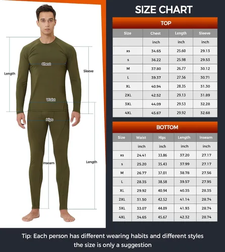 Miniatura 6 de CL convallaria Ropa interior térmica para hombre, ropa interior larga con forro polar, capa base para clima frío, XS-4XL