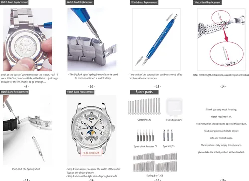 Miniatura 7 de Kit de herramientas de extracción de eslabones de reloj kit de reparación de EasyTime Watch con herramienta de correa de reloj, herramienta