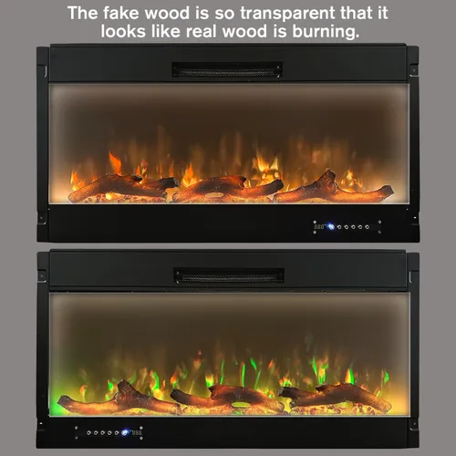 Miniatura 3 de Chimenea eléctrica de pared, chimenea eléctrica empotrada, decoración de resina sintética, troncos transparentes eléctricos, llama para chimeneas