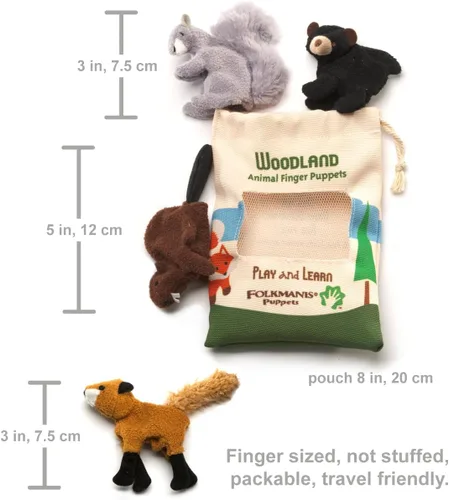 Miniatura 4 de Folkmanis Woodland Animal Finger Puppet Set, multicolor, 8" (2769)