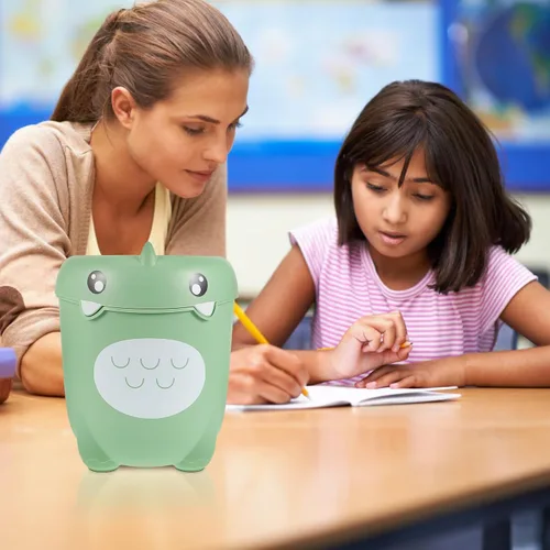 Miniatura 6 de Beavorty Cubo de basura para niños, de 11.02 x 9.64 x 9.64 pulgadas, de plástico, con dibujos animados, dinosaurios, sin tapa, para dormitorio