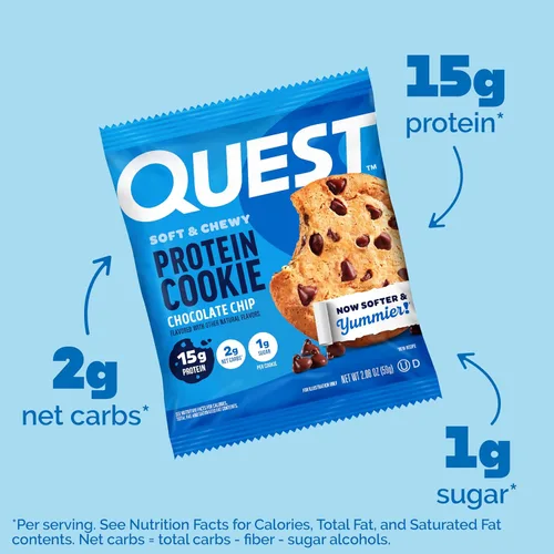 Miniatura 3 de Galleta de proteínas Quest Nutrition, aptas para la dieta Keto, rica en proteínas, baja en carbohidratos, sin soja.