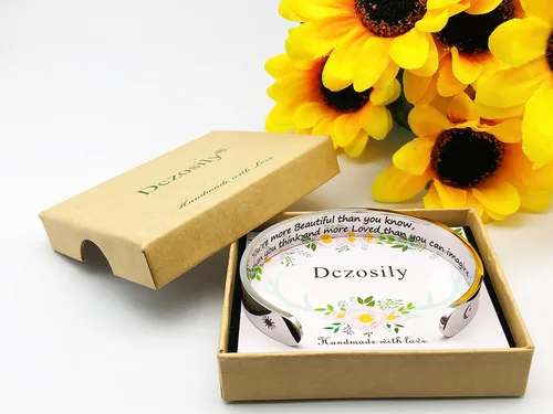 Miniatura 155 de Pulseras inspiradoras para mujer, joyería de acero inoxidable, con refranes, pulsera motivacional con mensaje oculto, pulseras grabadas para mejor