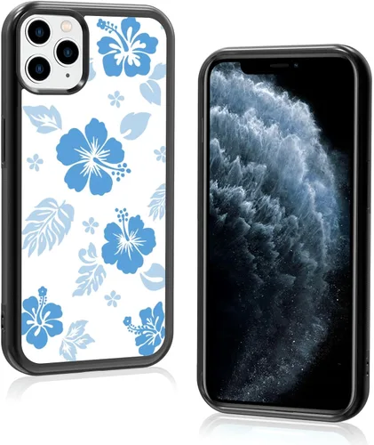 Miniatura 59 de Funda para iPhone 8 Plus y iPhone 7 Plus, linda funda Kawaii azul hibisco hawaiano floral estética floral para niñas preppy mujeres