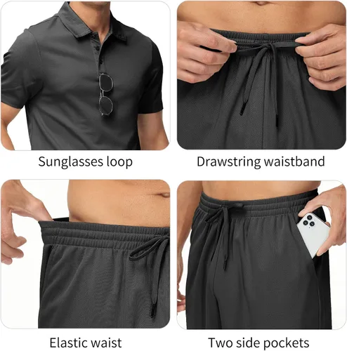 Miniatura 2 de MoFiz Conjunto de camiseta polo y pantalones cortos para hombre, trajes de verano, ligeros, casuales, de manga corta, traje de polo para hombre, 2