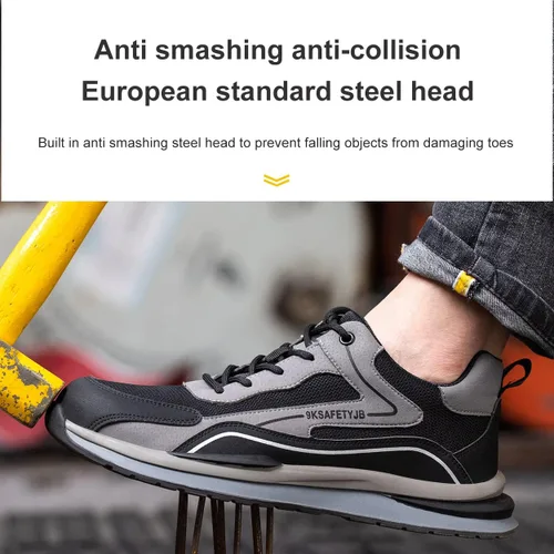 Miniatura 2 de Zapatos de trabajo para hombre, con puntera de acero, zapatos de seguridad ligeros a prueba de pinchazos, zapatos de trabajo de seguridad