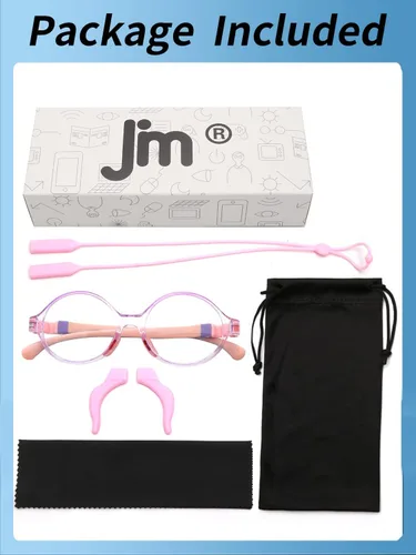 Miniatura 8 de JM Lentes de luz azul para niños, hierbas para juegos de computadora para niñas y niños de 3 a 10 años, lentes anti Blue Ray TR90 Rosa