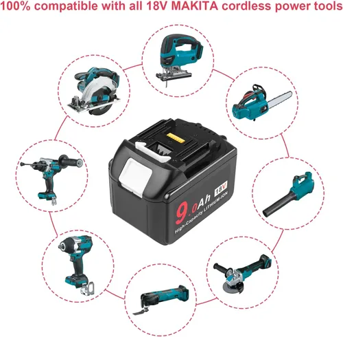 Miniatura 5 de ARyee Batería de repuesto BL1890 9000mAh 18V para herramientas eléctricas inalámbricas Makita BL1830 BL1840 BL1850 BL1860 BL1860 BL1890 DKP180Z