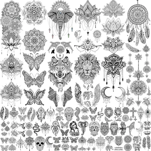 Miniatura 16 de VANTATY - Tatuajes temporales, diseño de flor 011