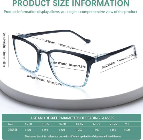 Miniatura 6 de COJWIS 3 packs Progressive Multifocus Reading Glasses for Women Blue Light Blocking Reading Glasses Spring Hinge Readers