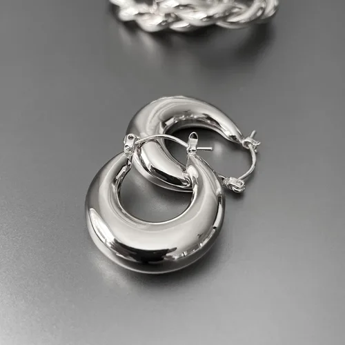 Miniatura 64 de Aretes de aro gruesos de oro para mujer, chapados en oro de 14 quilates, aretes de aro triple, hipoalergénicos, a la moda, aretes de aro gruesos