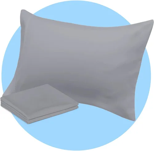 Avalon Bedding Juego de 2 fundas de almohada de tamaño estándar color gris, mezcla de algodón de 200 hilos, suaves y transpirables, perfectas para