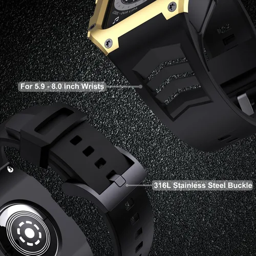 Miniatura 5 de Correa compatible con Apple Watch Band de 1.772 pulgadas Series 9/Series 8 7, carcasa resistente de metal inoxidable resistente con correa deportiva