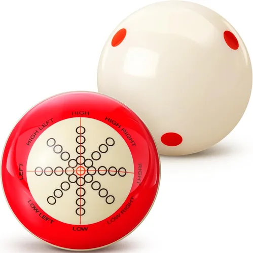 Gemscream 2 piezas de bolas de taco de billar con puntos, artefacto de entrenamiento de práctica, tamaño reglamentario 2-1/4 pulgadas, bolas de Rojo