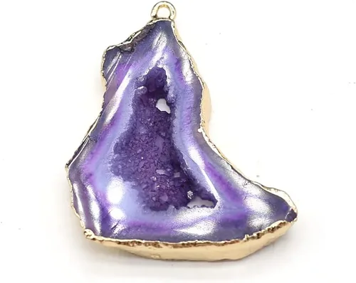 Miniatura 7 de QSLLER 5 Uds. de piedra natural ágata cristal brotes irregulares chapado en oro colgante hacer bricolaje joyería colgante accesorios encantos