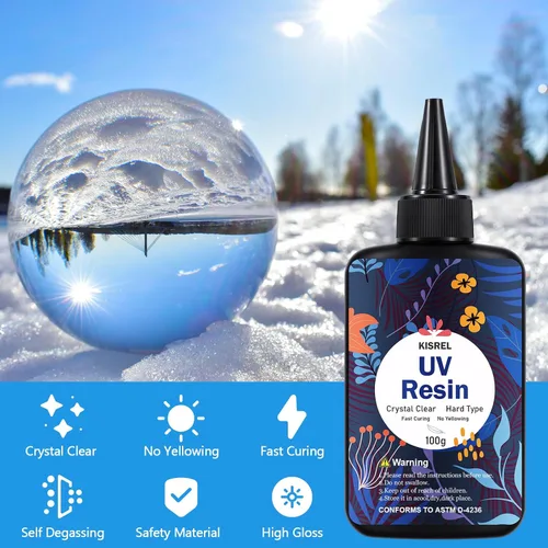 Miniatura 2 de KISREL Resina UV de 3.53 oz – Kit de resina UV mejorado, tipo duro, transparente, curado ultravioleta, resina epoxi UV para manualidades de joyería