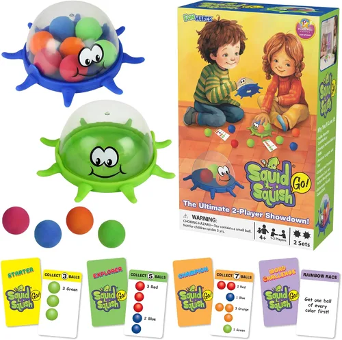 Funwares Colorful Squid Squish: juego de suelo de ritmo rápido para niños, aprendizaje interactivo, coordinación ojo-mano, juego de conteo y color,