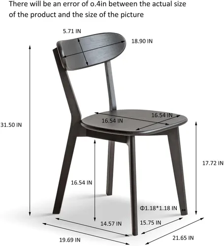 Miniatura 3 de Sillas de comedor 100% de roble macizo, silla de comedor moderna de mediados de siglo con respaldo curvo, silla de madera de grado FAS, fabricada