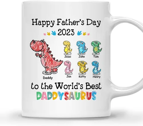 Miniatura 14 de GOSSBY Taza personalizada (1 dinosaurio bebé) ... Like a normal dad but more awesome - Taza personalizada para padres, dinosaurio para papá y bebé