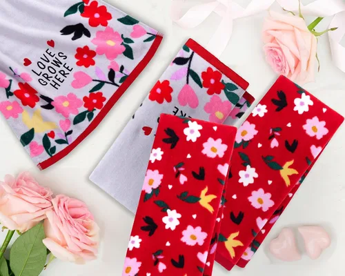 Miniatura 2 de VOOVA & MOVAS Juego de 4 toallas de mano para el día de San Valentín para el baño, juego de 4 unidades, 100% algodón suave, (16 x 25 pulgadas)