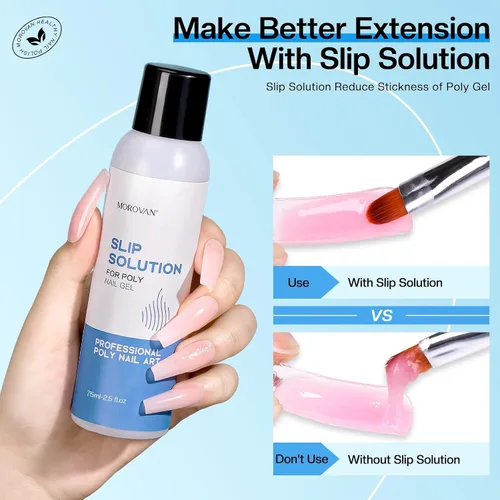 Miniatura 3 de Morovan Solución deslizante de poligel para uñas: Líquido deslizante de grado de salón y formas de uñas dobles para extensiones de uñas de gel