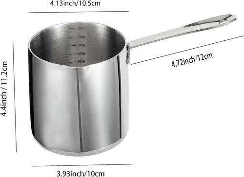 Miniatura 5 de IMEEA - Calentador de leche y cafetera turca de acero inoxidable 18/10 de tres capas con pico (30 oz/900 ml)