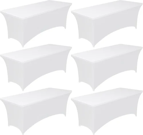 Miniatura 10 de Pureegg Mantel de Spandex de 6 pies - Paquete de 6, Cubierta de Mesa Ajustada y Elástica para Mesas Rectangulares, Tela Resistente a las Arrugas