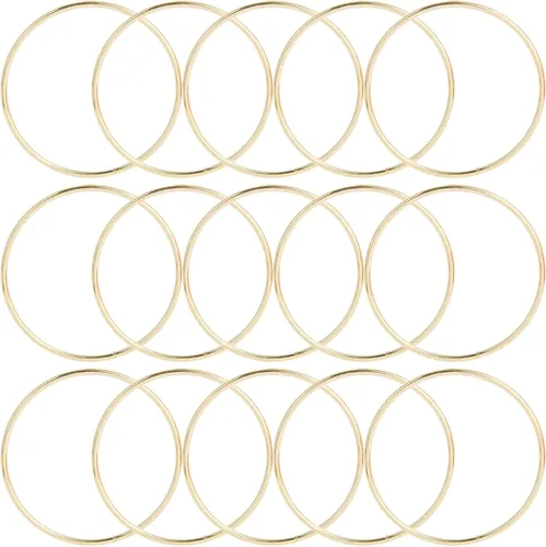 Miniatura 9 de Framendino, Paquete de 12 anillos de macramé de 3 pulgadas de metal plateado floral para decoración de coronas de Navidad, atrapasueños