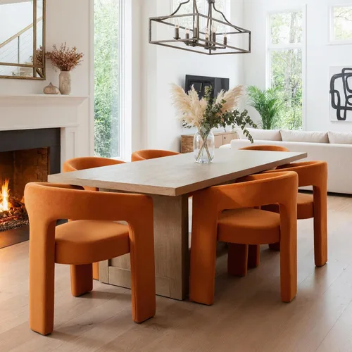 Miniatura 31 de HNY Silla moderna de cocina y comedor de estilo barril, silla de acento tapizada en cuero sintético PU con brazo, silla de lado de 47 cm de ancho