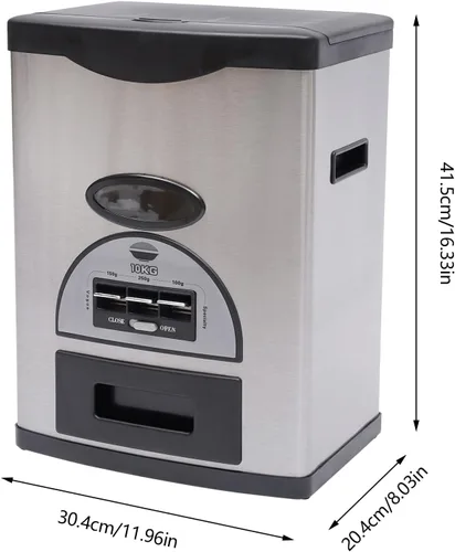 Miniatura 5 de Dispensador automático de arroz, caja de almacenamiento de dispensador de granos, contenedor de almacenamiento de arroz de acero inoxidable de gran