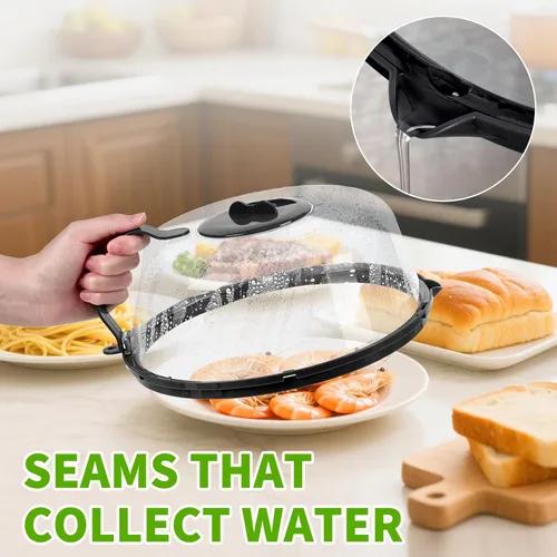 Miniatura 5 de Cubierta para salpicaduras de microondas, cubierta de microondas con vaporizador de agua, cubiertas de plato de 10 pulgadas con mango integrado