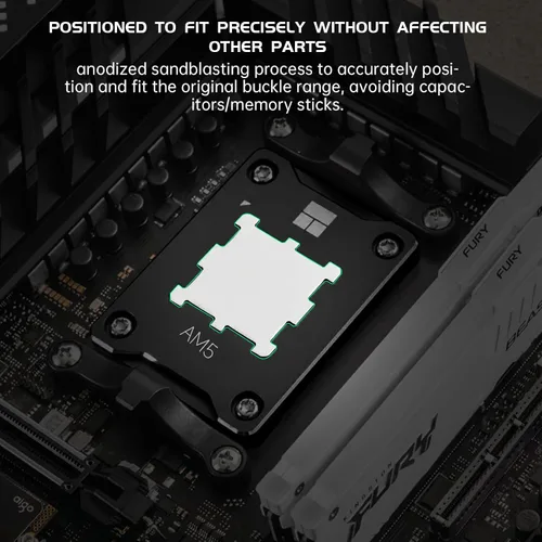 Miniatura 2 de Marco seguro AM5 negro, marco de contacto de CPU anti-flexión para zócalo AMD Marco de contacto de CPU AM5 de aluminio negro con placa de presión