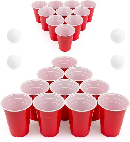 Miniatura 2 de Juego de Beer Pong: 24 tazas reutilizables y 4 bolas de pong duraderas Juego de fiesta #1 de Estados Unidos, eventos al aire libre y regalos