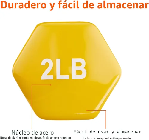 Miniatura 3 de Amazon Basics - Mancuernas con revestimiento de vinilo para mano