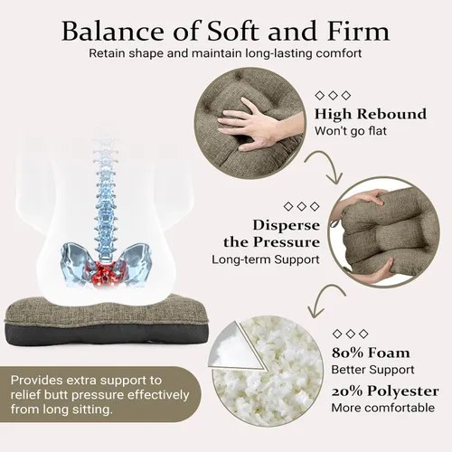 Miniatura 6 de Almohadillas de silla Wellsin para sillas de comedor, cojines de silla de cocina antideslizantes con lazos, juego de 4 almohadillas de silla de Caqui