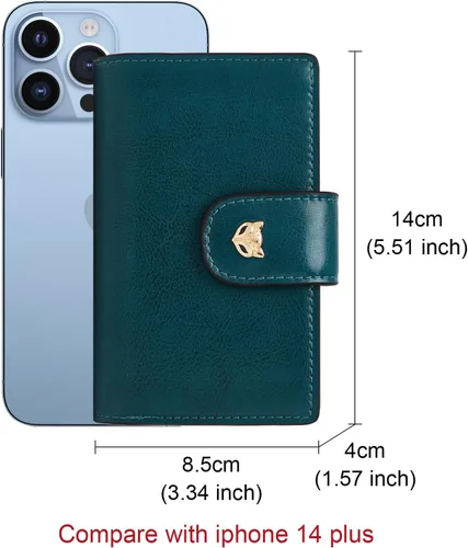 Miniatura 2 de FOXLOVER Carteras plegables para mujer, bloqueo RFID, embalaje de regalo, monederos de mano con cremallera, Azul-A, Moda