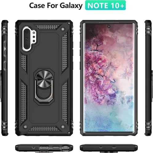 Miniatura 8 de Androgate Funda para Samsung Galaxy Note 10 Plus con protectores de pantalla HD, soporte de anillo de metal de grado militar, a prueba de caídas, a