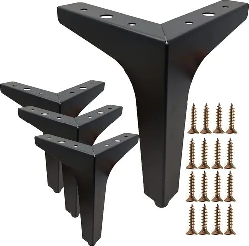 Miniatura 4 de Juego de 4 patas de metal para muebles de 4 pulgadas, patas triangulares modernas, color negro mate para sofá, armario, sofá, silla, otomana