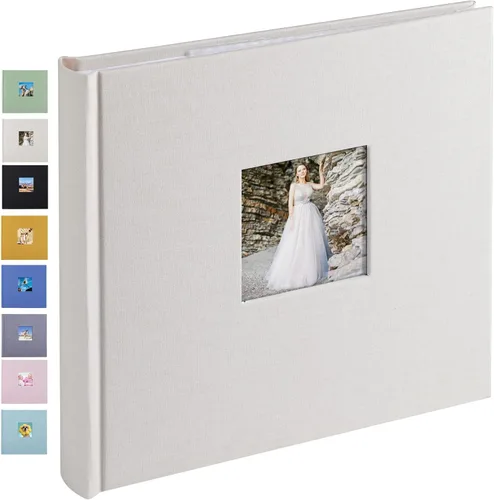 Miniatura 10 de Álbum de fotos pequeño 5x7 con capacidad para 50 fotos verticales con bolsillos de notas adhesivas, mini álbum de fotos con tapa de lino 5x7 con Gris