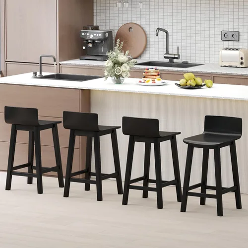Miniatura 5 de Giantex Juego de 2 taburetes de bar de 24.5 pulgadas, taburetes de bar de altura de mostrador con respaldo bajo y reposapiés, sillas de comedor