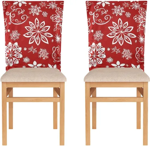 Miniatura 2 de Christmas Red Floral Snowflake Decorative Chair Back Covers for Dining Room Washable Office Chair Covers cobertores para sillas de comedor Set of 6